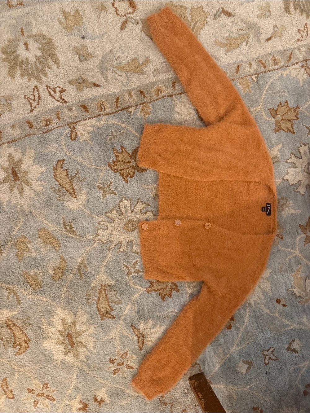 art class Fuzzy Rust Orange Button-Up Cardigan